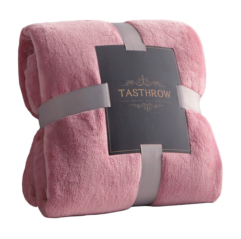 TASTHROW Large Flannel Fleece Throw Blanket, 50Ã—70 Inch - Cozy Lightweight Thick Blanket - All Seasons Suitable for Women, Men and Kids (Pink) - Image 1